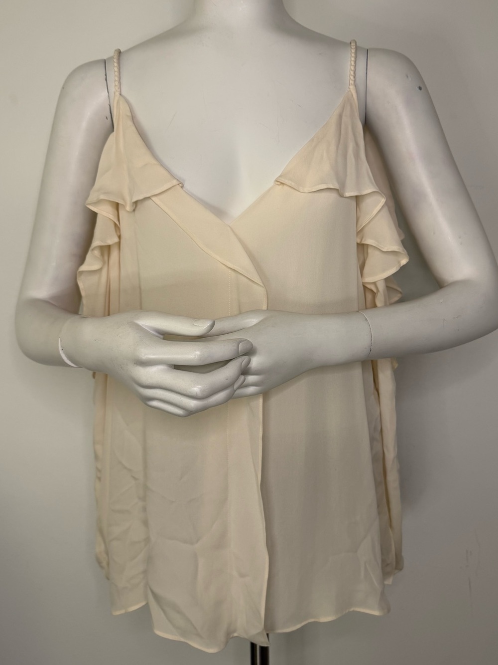 Kobi Halperin White Ruffle-Edge V-Neck Top